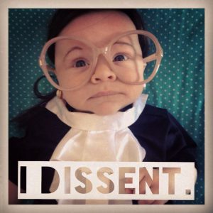 Baby dressed up as a supreme court justice (Halloween Edition)