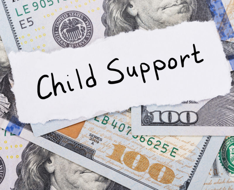 The words child support over 100 dollars bills